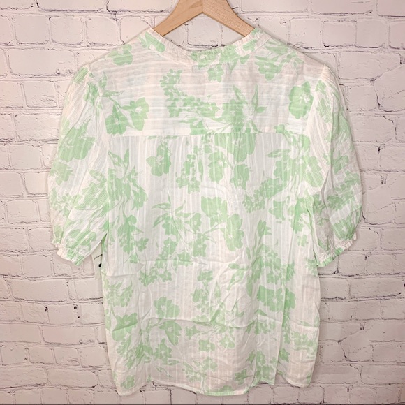 Lucky Brand Puff Sleeve Popover Blouse Green Multi Floral Size Extra Large NWT - Picture 5 of 13